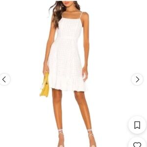 LPA Revolve White Cotton Linen Gingham Tiered Dress Coquette size Small